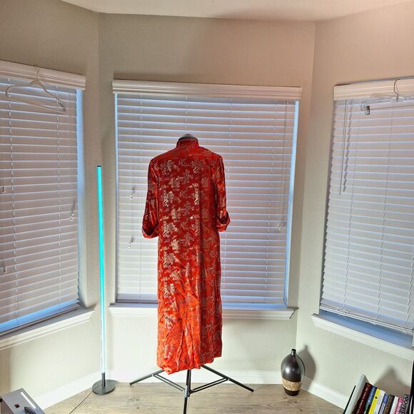 VINTAGE Peony Brand Red Kimono Womens Size 38 Frog Button Shanghai China - Picture 11 of 12